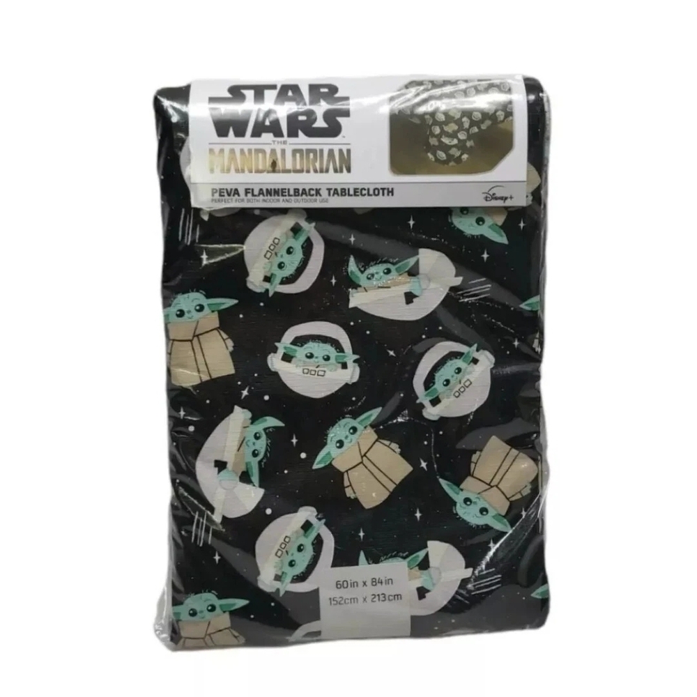 Star Wars The Mandalorian PEVA Flannelback Tablecloth 60"× 84" Disney New